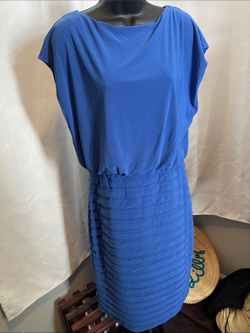 Adrianna Papell Royal Blue Layered Midi Dress